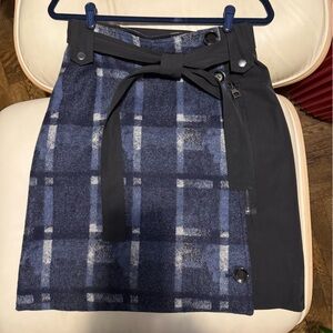 Per Se by Carlisle Navy Plaid Skirt with Charcoal Details
